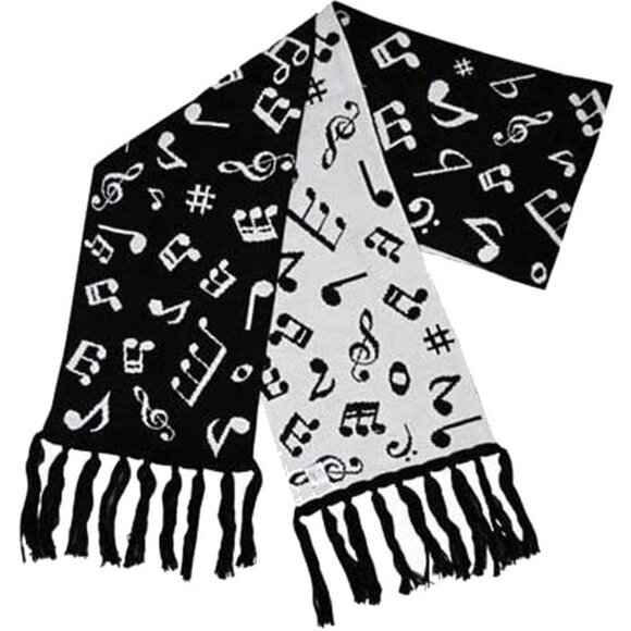 Music Notes Fine Knit Scarves, Size 66"X 9" - Picture 1 of 1